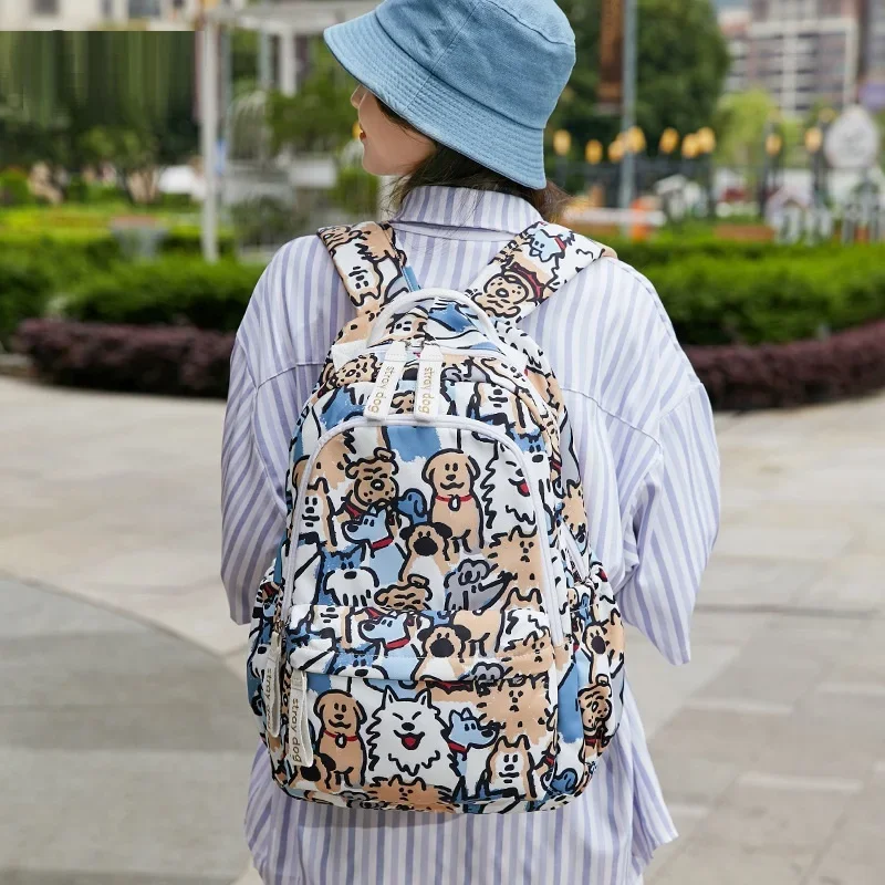 School Bags for Girls Cute Dog Bear Print Backpack Women Teen 2024 Kawaii Backpacks for Students Boy Cartoon Mochila Sac A Dos 6