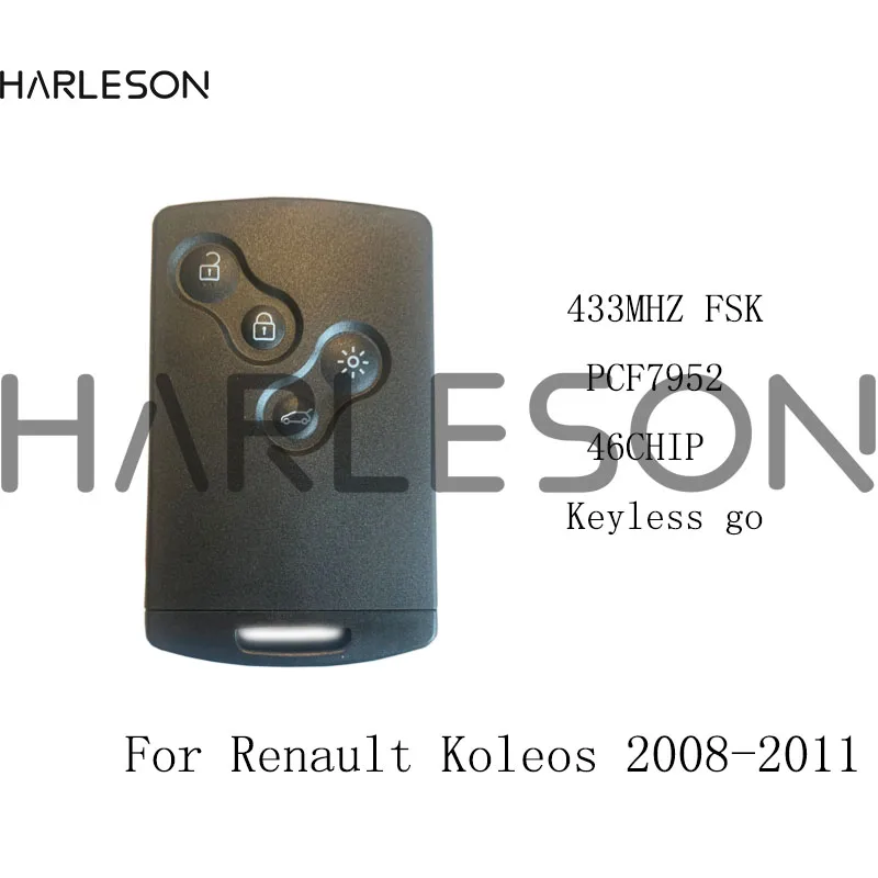 4 Buttons Smart Remote Key 433mhz With PCF7952 Chip Keyless Go For Renault Koleos  2008 2009 2010 2011 NSN14 Blade