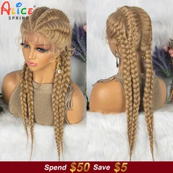 26 Inch Synthetic Braid Wigs For Black Women 27-613 Blonde Colored Lace Front Braided Wig Twist Lace Front Wig on Sale Clearance