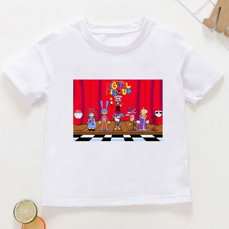 thumbnail image 1 of Camiseta de algodón con estampado de circo digital increíble para niños, camisetas de verano para niñas, ropa para bebés, camiseta de manga corta con dibujos animados para niños, 1 of 5