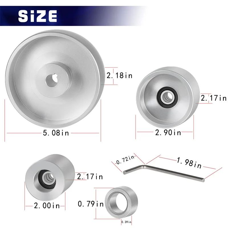 Sanding Belts Belt Grinder 2" x 72" Wheel Set Complete Belt Knife Grinder Wheel Set for Knife 5" Drive 5/8" Bore 3" Track 2" Idler