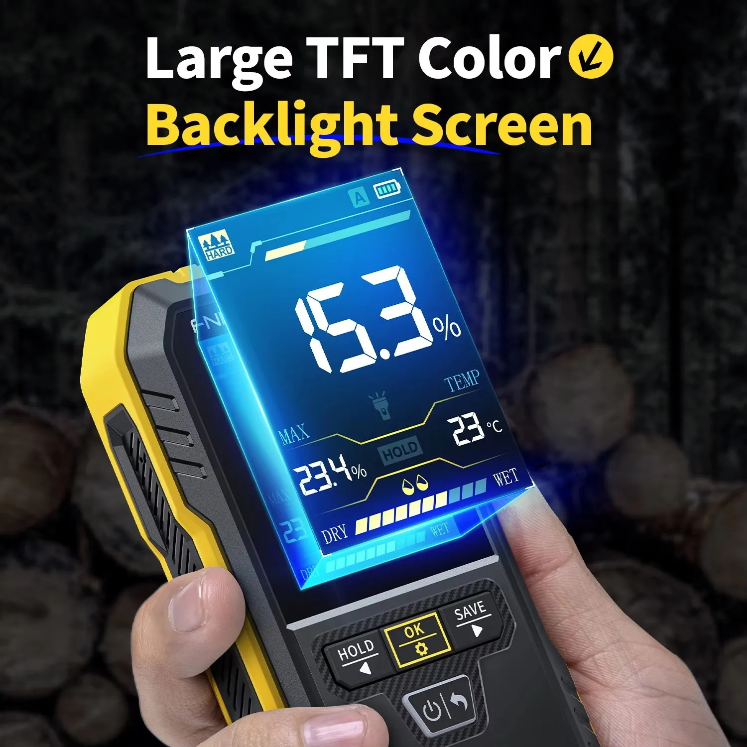 FNIRSI WMT-10 Inductive Wood Moisture Meter Hygrometer Non-contact Timber Damp Wall Detector Non-destructive Humidity Tester