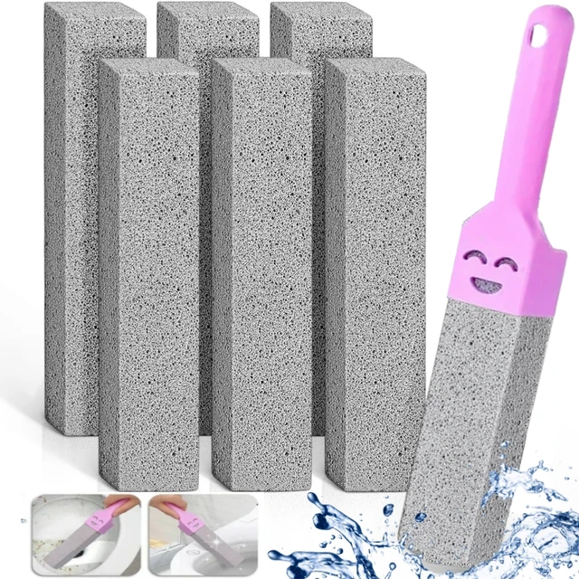 Brosse de toilette en pierre ponce, 5 pièces, pierre de nettoyage de salle de bains avec poignée, carrelage, évier, baignoire, calcaire, rouille, taches, outils de nettoyage 4