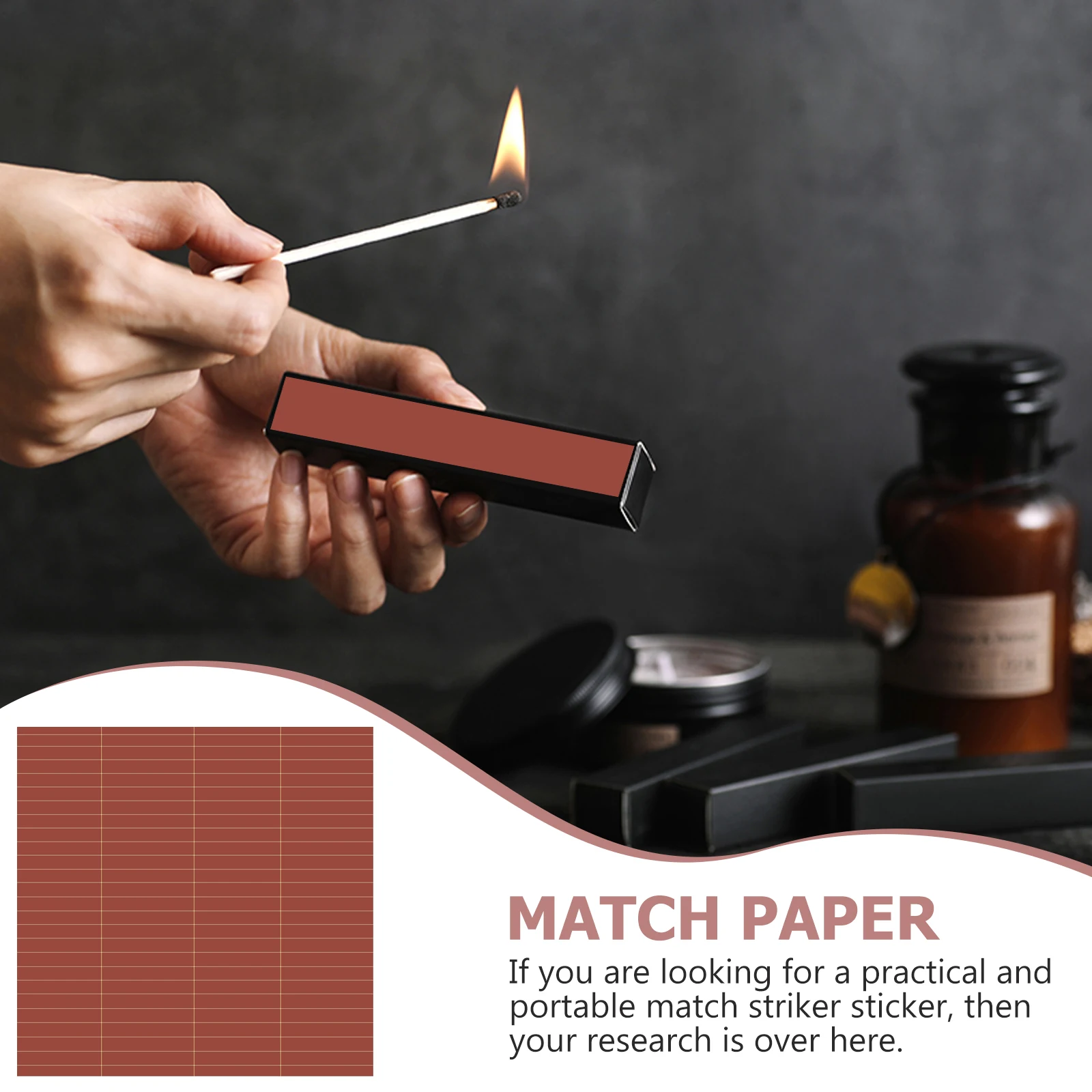 2 Sets Adhesive Matches Flame Paper Match Striker Stickers Craft DIY Scented Accessories DIY Match Striker Paper