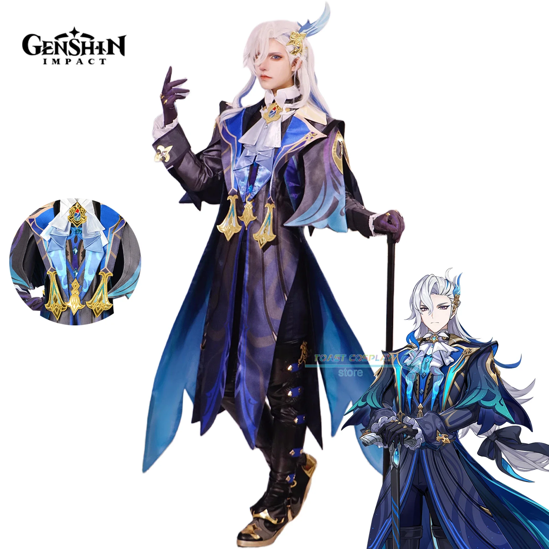 

Neuvillette Cosplay Game Genshinimpact Neuvillette Cosplay Costume Fontaine Chief Justice Anime Uniform Halloween Party Costume