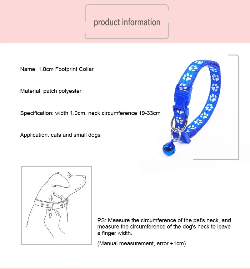 New Cute Bell Collar For Cats Dog Collar Teddy Bomei Dog Cartoon Funny Footprint Collars Leads Pet Cat Accessories Animal Goods 3