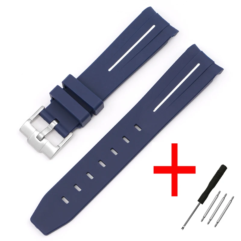 20mm Curved End Waterproof Rubber Sports Watch Strap