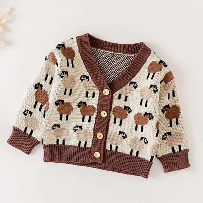 Newborn Baby Boys Girls Cardigan Sheep Baby Coat Infant Girls Cartoon Lamb Long Sleeves Coat Spring Autumn Clothes