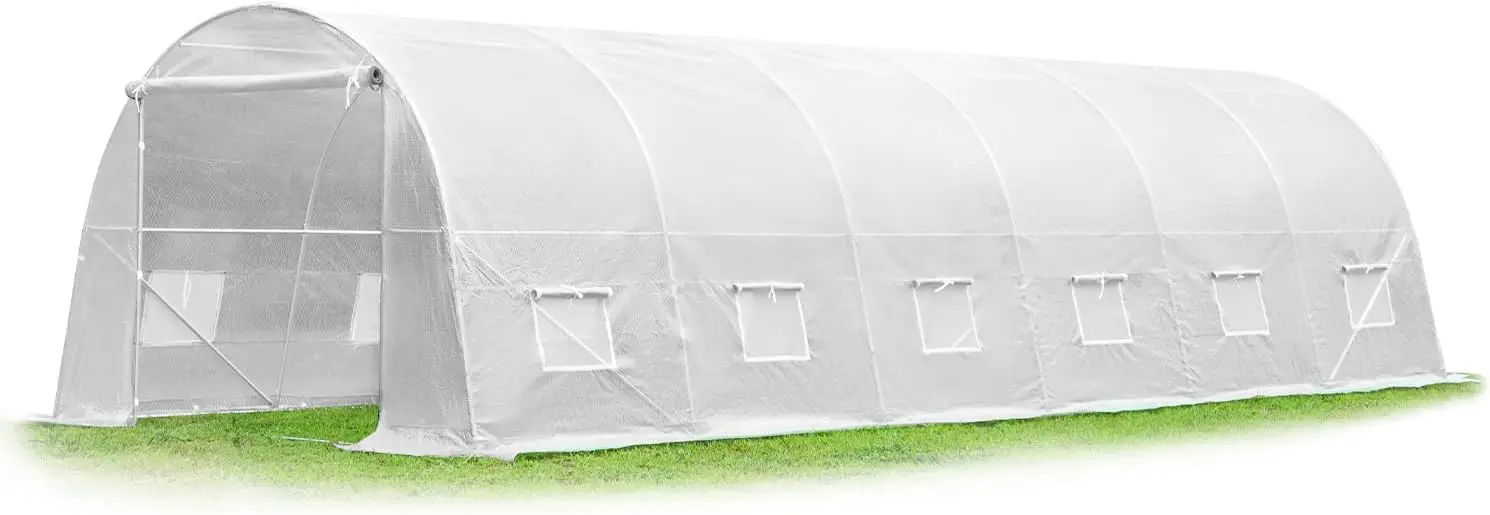 

26' x 10' x 6.6' Greenhouse Large Gardening Plant Green House Hot House Portable Walking in Tunnel Tent White