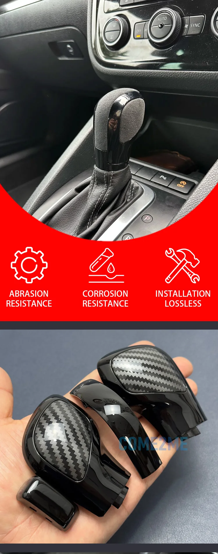 DSG Gear Shift Knob Side Cover Black Chrome Leather Carbon DSG Shift Knob For V