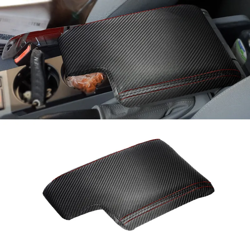 

For BMW 3 Series E46 1998 - 2005 Microfiber Leather Center Console Lid Armrest Box Cover Protective Trim Carbon Texture-red line