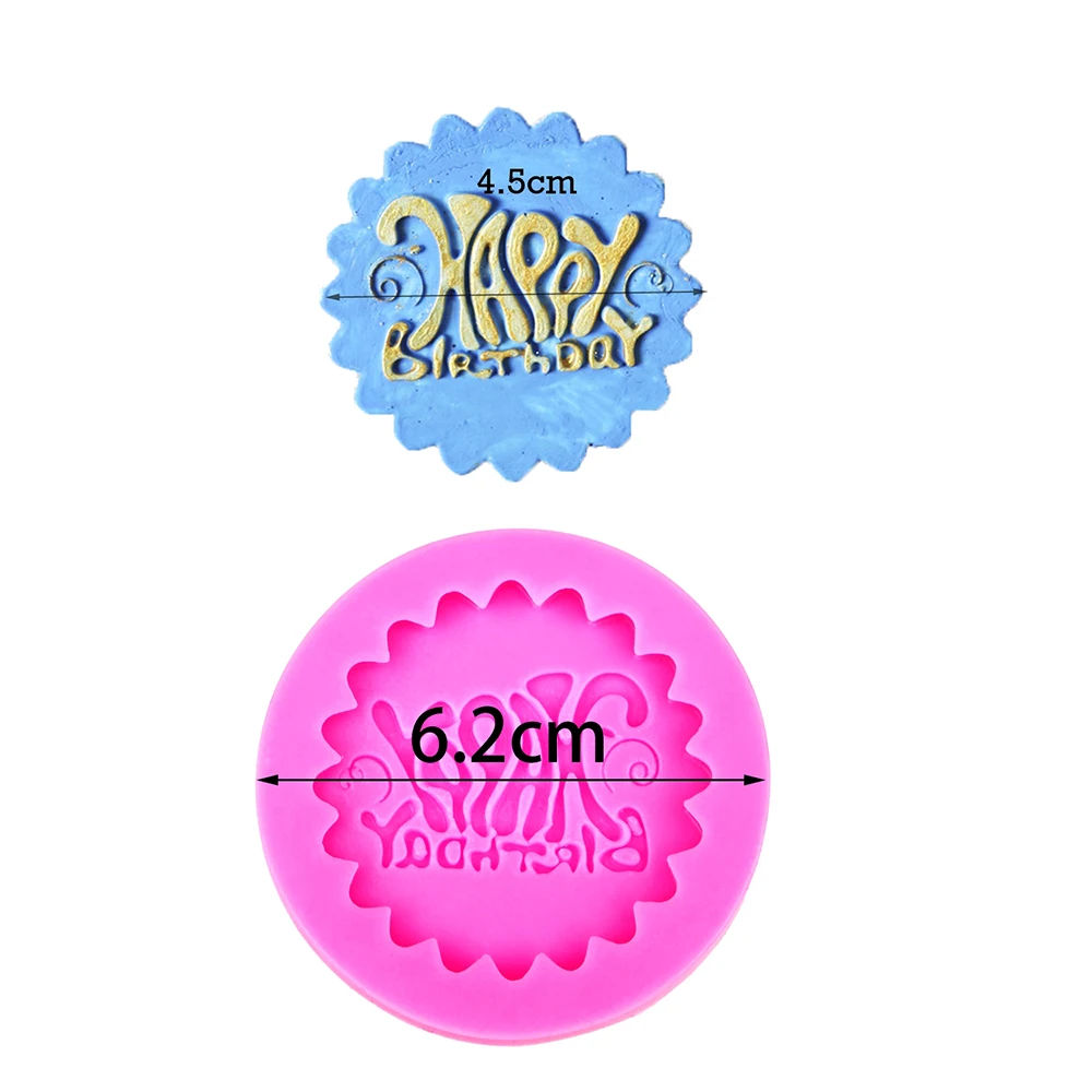 Happy Birthday Sign Plaque Mold Fondant Silicone Molds for Kitchen Chocolate Pastry Candy Making Cupcake Decoration Resin Mould