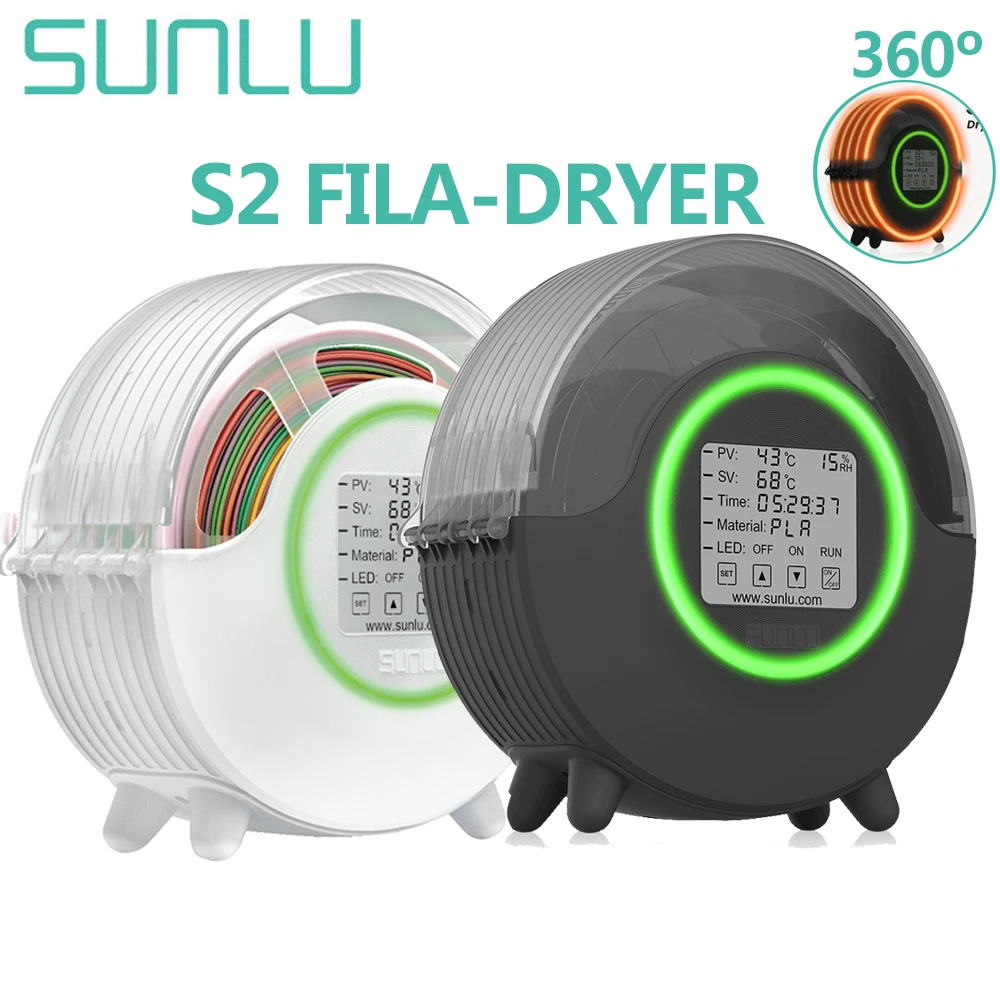 SUNLU S2 3D Filament Dryer Box  70℃ Heating 360° Drying Evenly LED Touch Screen Display Humidity Printer Mate Keep Filament Dry