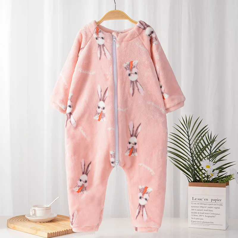Kids Onesie Boys Girls Long Sleeve Flannel Pajamas Children Winter Cartoon Pyjama Baby Sleepwear 1-4 Years Sleeping Wear
