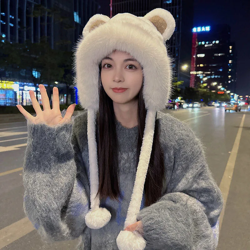 Cute Little Bear Plush Hat Women\'s Fashion  Women\'s Winter Cycling Winter Hat