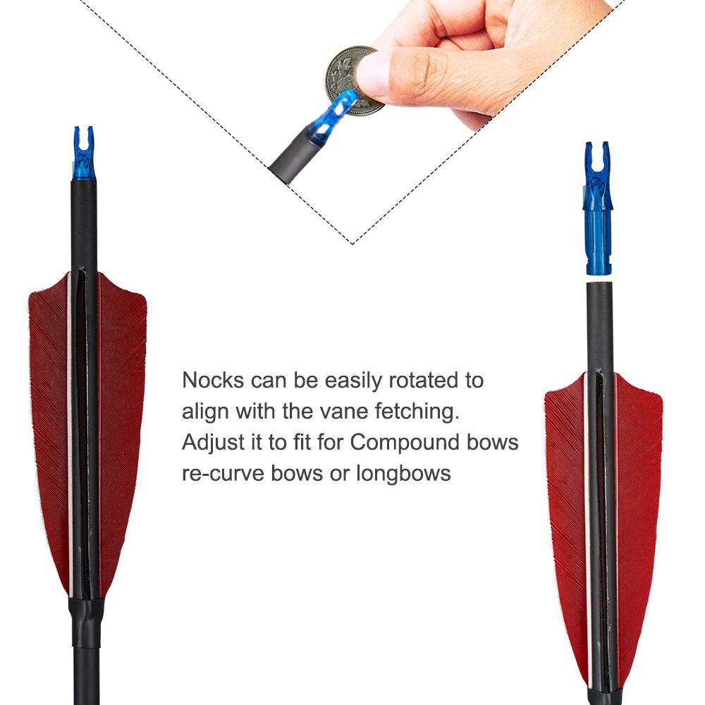 Archery Arrows 31.5inch Carbon with Natural Feather Spine 500 ID 6.2mm for Outdoor Archery Hunting