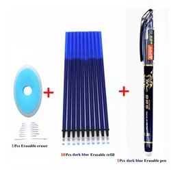 Premium Erasable Gel Pens - Washable Ink in Blue, Black, and Red for School and Office Writing (12Pcs dark blue set)