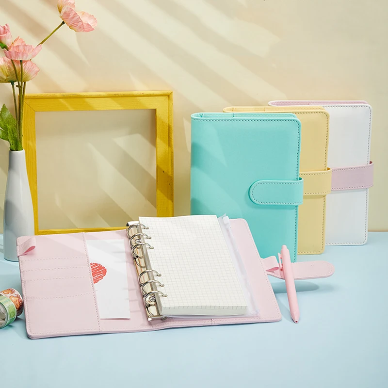 

Macaroon Color A6/A5 PU Leather DIY Binder Notebook Diary Agenda Planner Notepad With Loose Leaf Paper Kawaii School Stationery