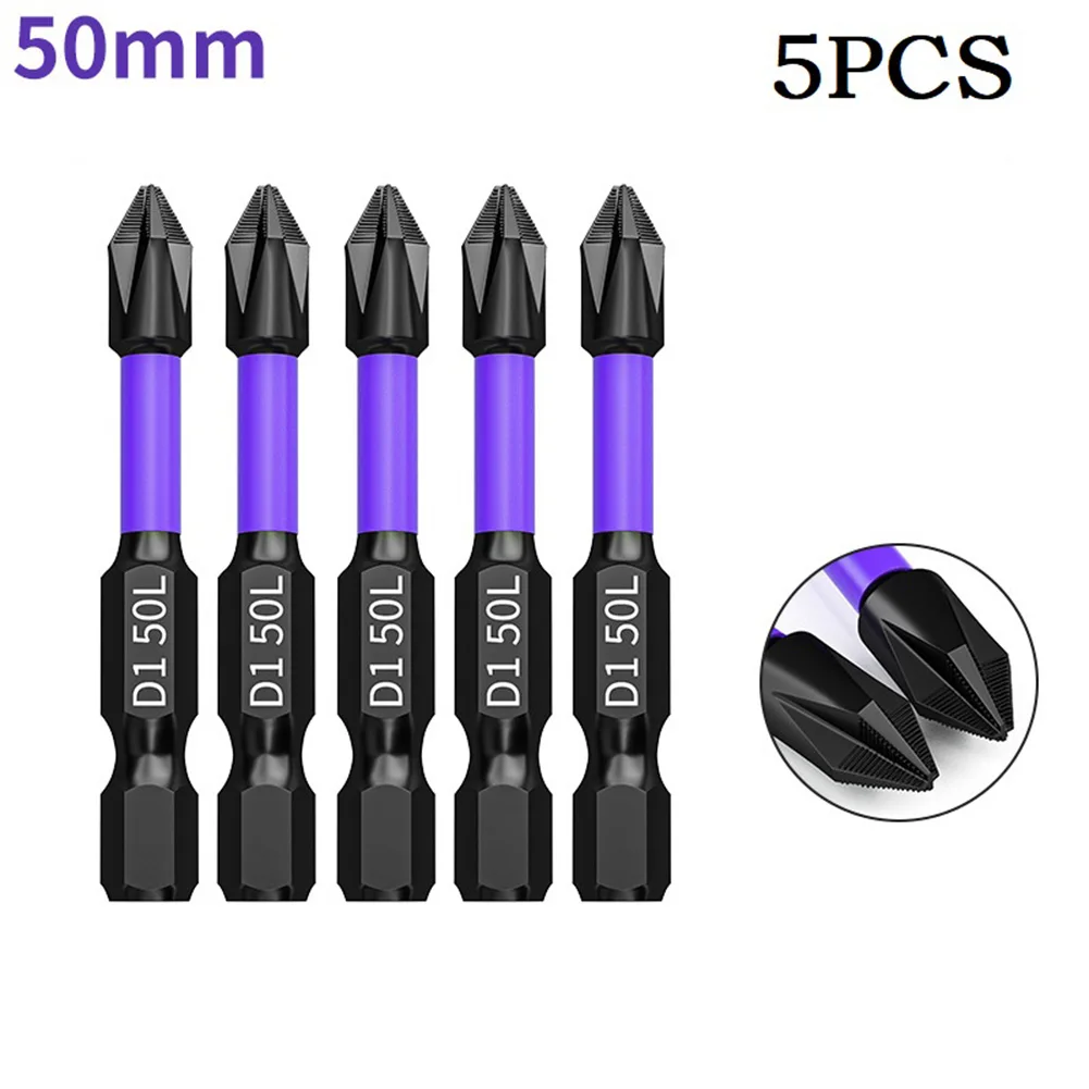 5x Non-slip PH2 Magnetic Batch Head Cross Screwdriver Hardness Drill Bit Anti-skidding Shock Resistance Cross Shaped Screwdriver 2