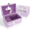 Unicorn Music Box Girl's Jewelry Storage Box with Rotating Unicorn Ballet Bedroom Decoration Birthday Christmas Gifts for Kids 1