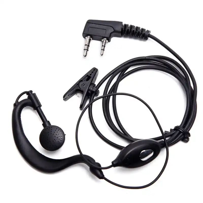 2 Pines UAYESOK Walkie Talkie - Auriculares De Radio Con Forma De G, 2 Pines, Para Baofeng UV5R 888s UV-82HP BF-F8HP Kenwood Retevis H777 RT24 RT27 Con Micrófono PTT Y Auriculares (2