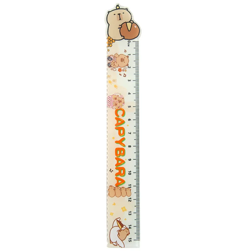 Acrylic Ruler 3pcs 15CM Cute Cartoon Capybara Student Drawing and Measuring Supplies Stationery stainless steel ruler,triangle ruler,ruler set,drawing ruler,straight ruler,folding ruler,metal ruler,plastic ruler,quilting ruler,rotatable ruler
