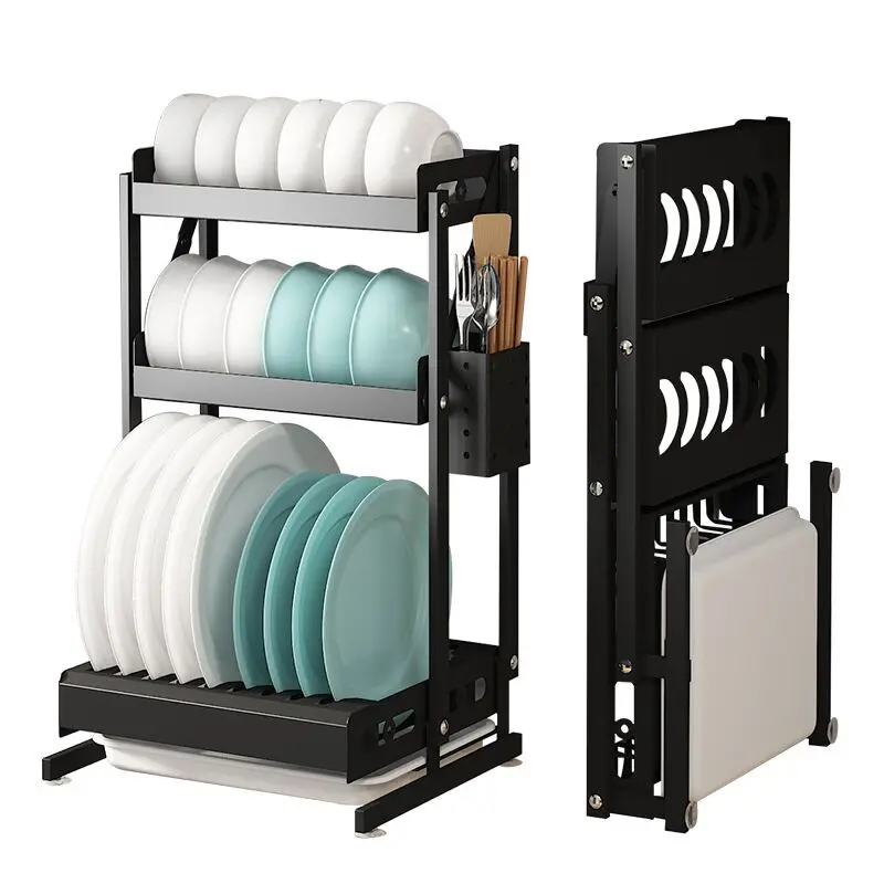 

Foldable Kitchen Dish Racks, Wall-Mounted, Punch-free Drain Racks, Hanging on the Wall, to Put Dishes and Plates, Storage Racks