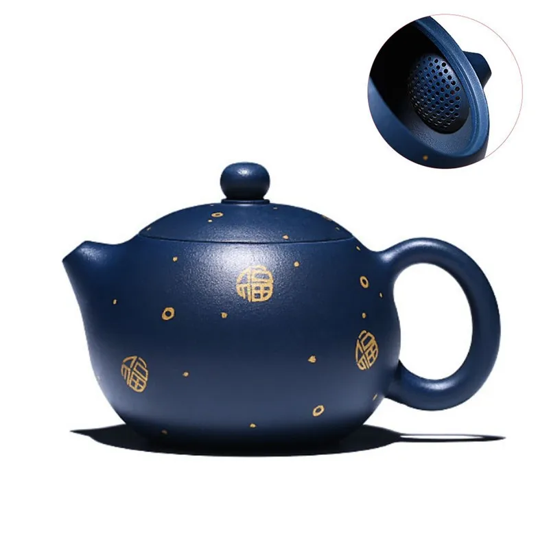 

170ml Chinese Yixing Purple Clay Teapots Ball Shaped Infuser Xishi Tea Pot Raw Ore Dark Green Mud Kettle Handmade Zisha Tea Set