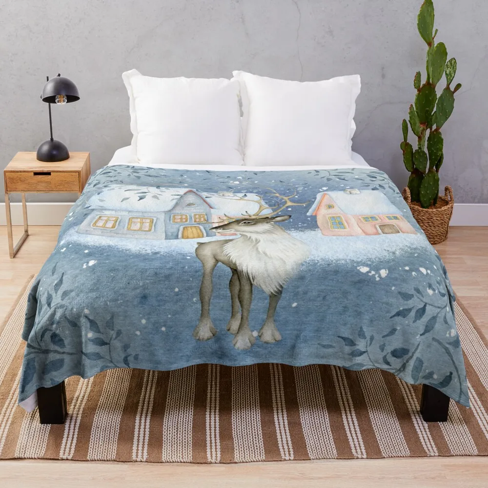 

Winter deer xmas Throw Blanket Blankets For Bed Sofa Blanket