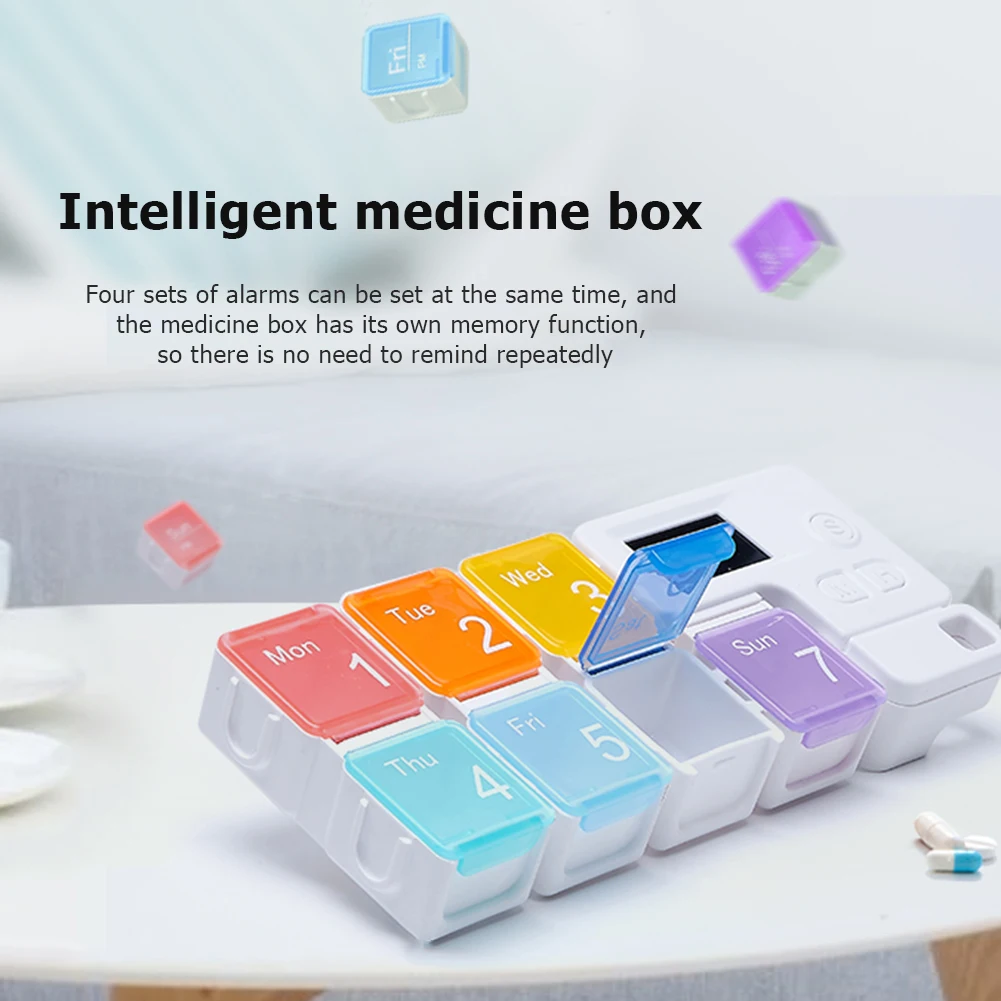 Drug Storage Alarm Box Weekly Pills Container Reminder
