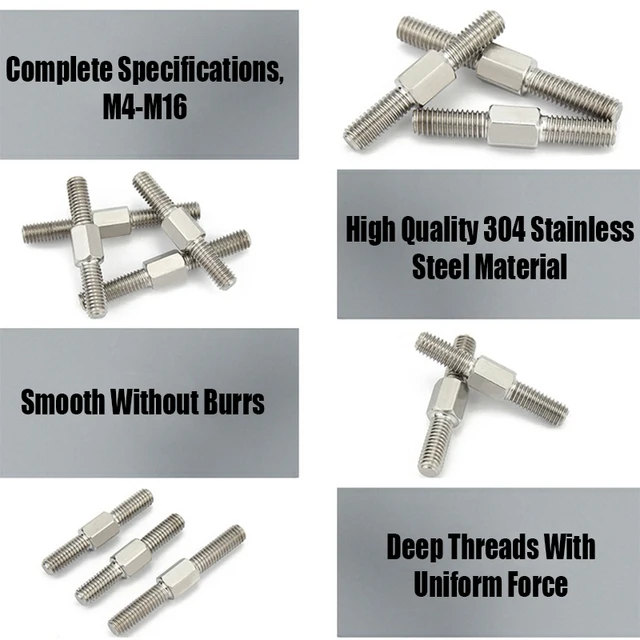 Barra Roscada Doble Extremo M8x100mm Acero Inoxidable 304 Roscas  Izquierda Y Derecha