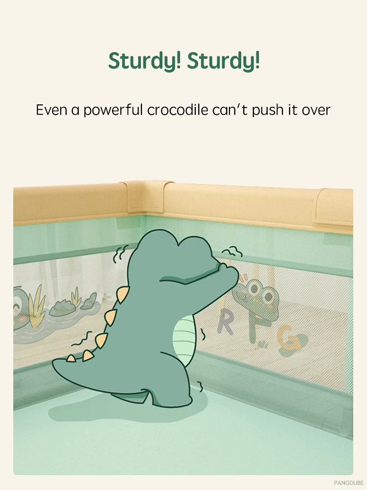 PANGDUBE Crocodile Baby Play Fence with Storage Bag & Hand Rings Playpen for Baby Playground Baby Ball Pool Children's Playpen