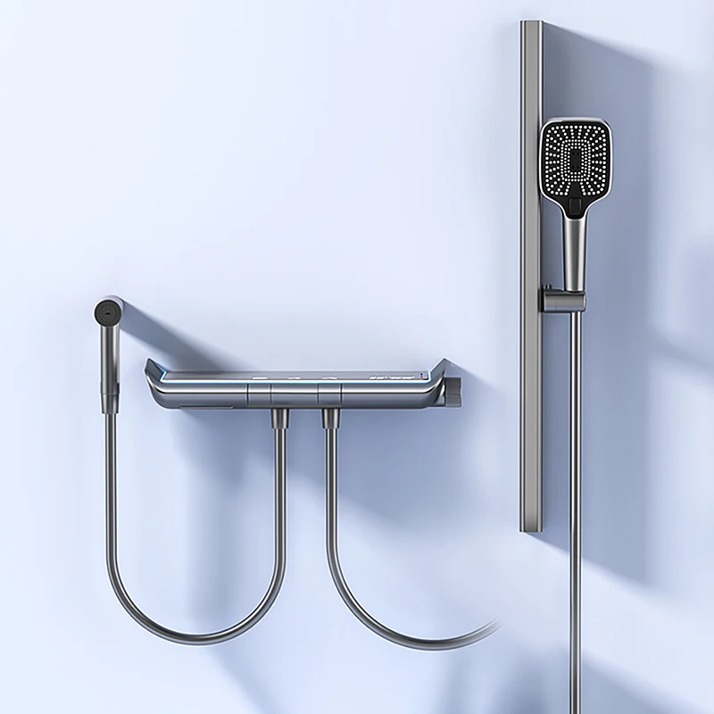 

Digital display shower system High presure shower head with spray temperatuer display waterfall faucet