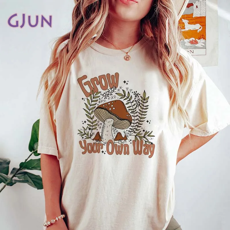 

Women's Cotton T-shirt Fashion Grow Your Own Way Graphic T Shirts Summer Short Sleeve Female Tee Tops Woman Tshirt Clothing