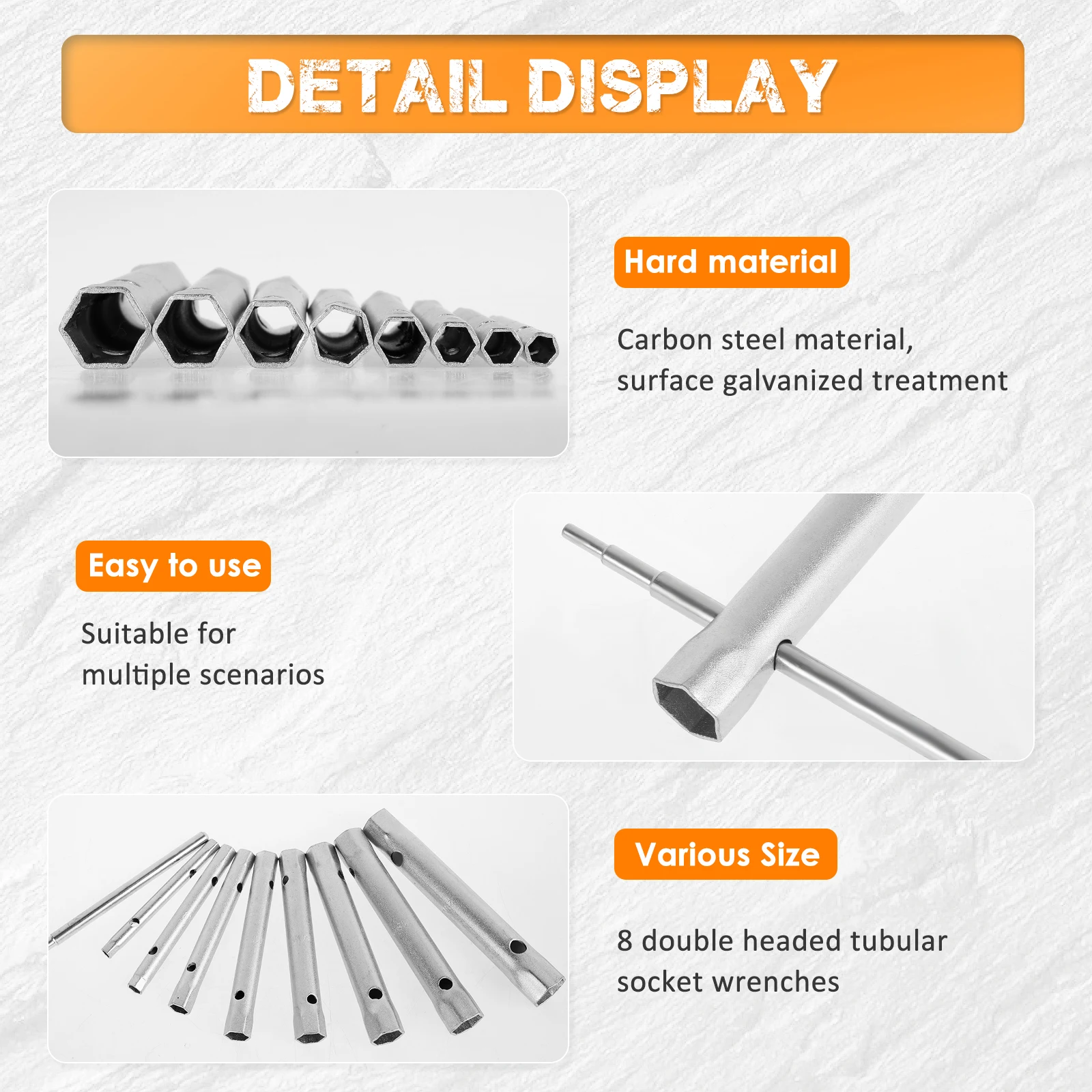 9/10 Pcs Shower Valve Socket Wrench Set Carbon Steel Plumber Socket Wrench Double-Ended Tubular Spanner Set Spark Plug Removal