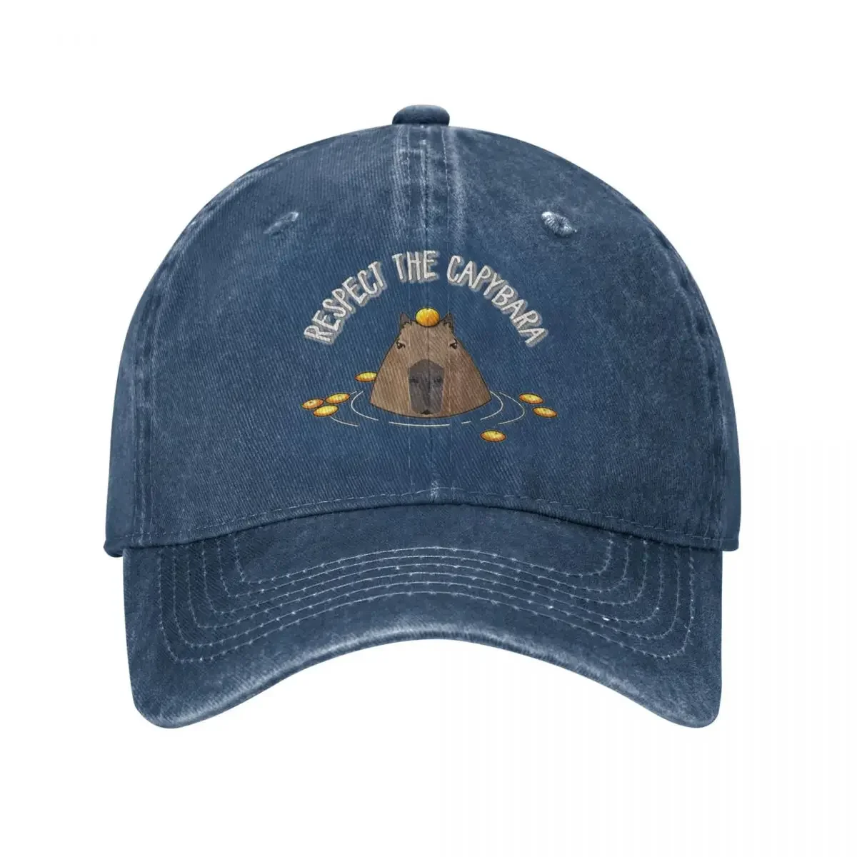Respect The Capybara 야구 모자 액세서리 레트로 디스트레스드 데님 태양 모자 남여 스타일 야외 활동 선물 모자 모자
