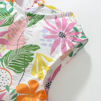 Baby Girls Summer New Children's Clothing Kids Clothes Toddler Birthday Cotton Casual Flowers Sleeveless Dress Sundress 4