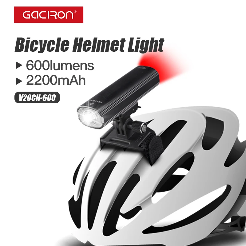 

Gaciron V20CH-600 Bike Helmet Light Front Light & Rear Light 2 in 1 Design 600 lumens USB Rechargeable Bicycle light cycling