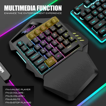 One Hand Mechanical Wireless Gaming Keyboard RGB Backlit Portable Mini Keyboard Game Controller For PC PS4