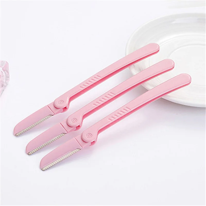 3Pcs/Set Facial Eyebrow Trimmer Kit Makeup Tools Portable Folding Eyebrow Razor Women Girls Hair Remover Blades Shaver