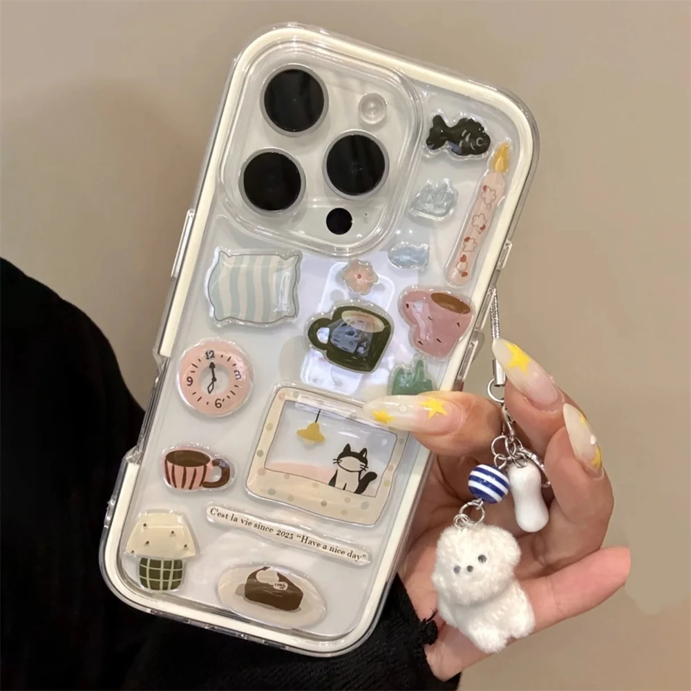 DIY Cute Funny Illustration Transparent Phone Case For iPhone 16 15 14 thumbnail 3