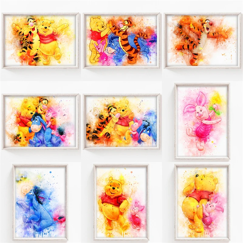 

5D DIY Diamond Painting Full Round Disney Watercolor Winnie The Pooh Mosaic Painting Embroidery Cross Stitch Kit Home Decor Gift