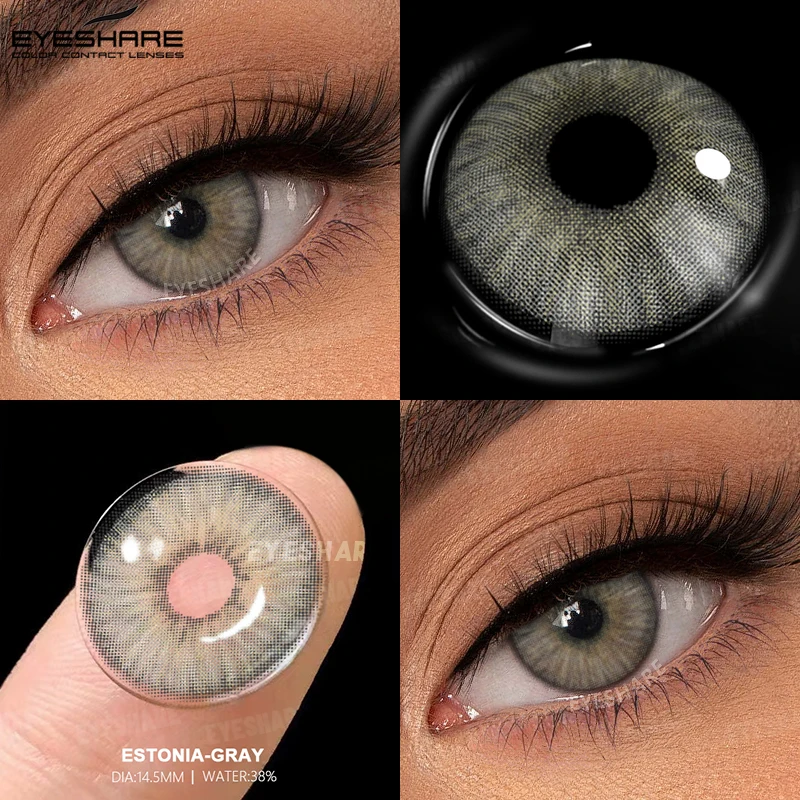 EYESHARE Farbkontaktlinsen für Augen, natürliches Grau, Schönheit, Schüler, Augenlinsen, braune Kontakte, 2 Stück, 1 Jahr, modisch, grün, Pupillentes – Detail 5