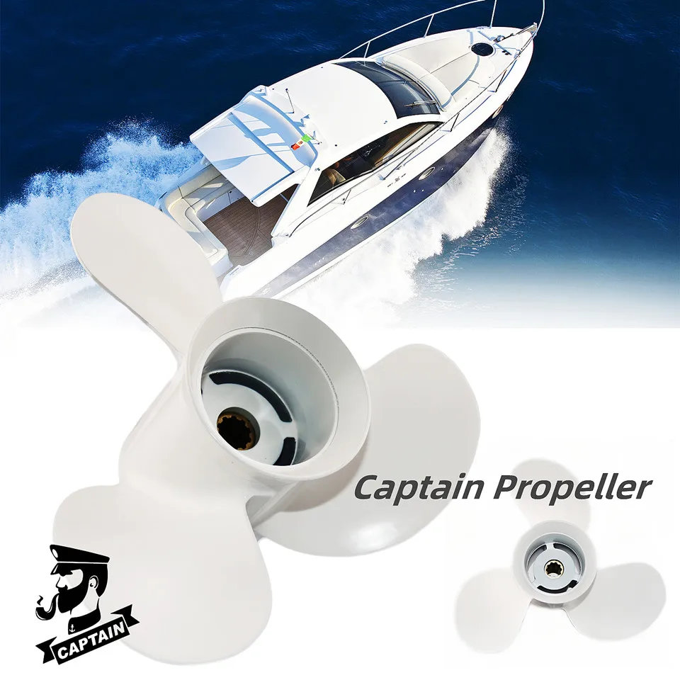Captain Boat Outboard Propeller 10 1/4x11 For Yamaha Engine Part 20 25 30 HP Aluminum Alloy Screw 3 Blades 10 Tooth Spline RH