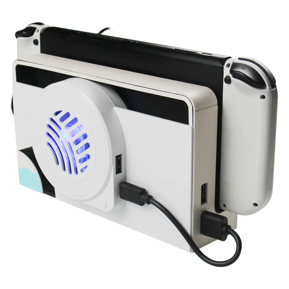 Charger Dock Cooler with Light Turbo Radiator Heat Dissipation Docking Station Radiator for Nintendo Switch OLED Accessories