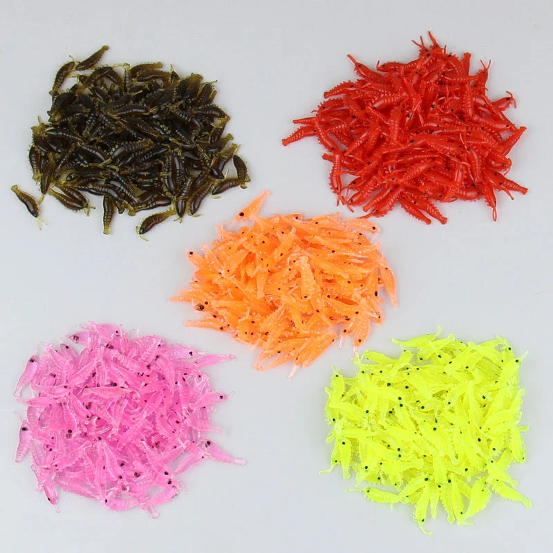 

50pcs/lot Soft Silicone Shrimp Fishing Lures 2.8cm 0.3g Small Light Green Freshwater Fishing Shrimp Bait Glow Luminous for Bass
