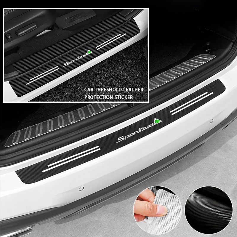 Carbon Fiber Leather Car Styling Door Trunk Threshold Protector Sticker For Alfa romeo Giulia Stelvio 147 159 |