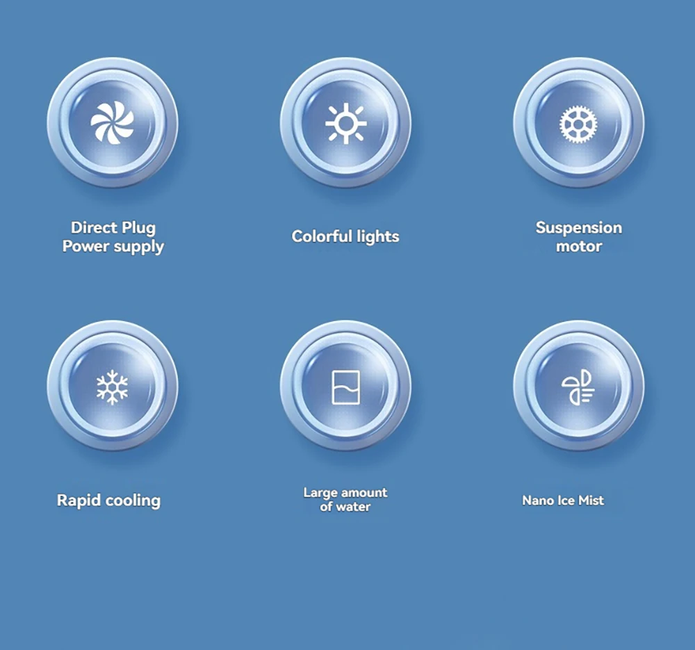 Mini Air Cooler Humidification Cooling USB Silent Timed Air Conditioning Fan Colorful Lights Night Light Led Screen 6 Wind Speed