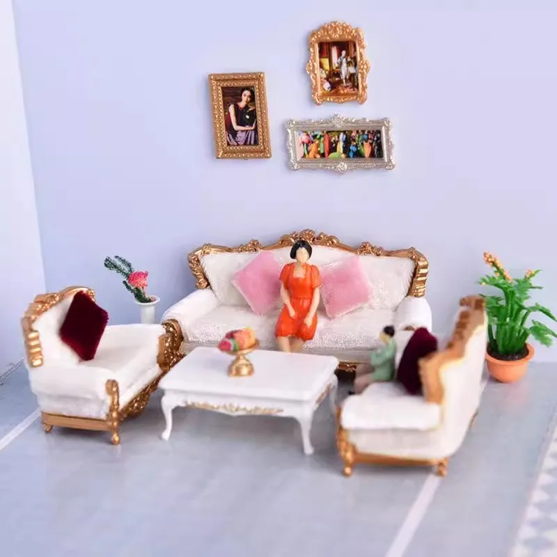 1/20 1/25 인형의 집 미니어처 가구 미니 소파 소파 사진 프레임 실내 장면 액세서리용 화분 공예 장식품