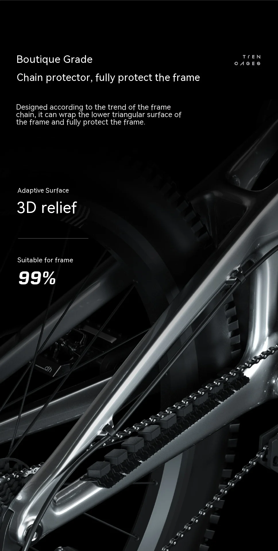 Description Picture 6 of item1PC Bicycle silicone chain protection sticker lower pipe protection chain sticker anti scratch sticker for mountain road vehicle